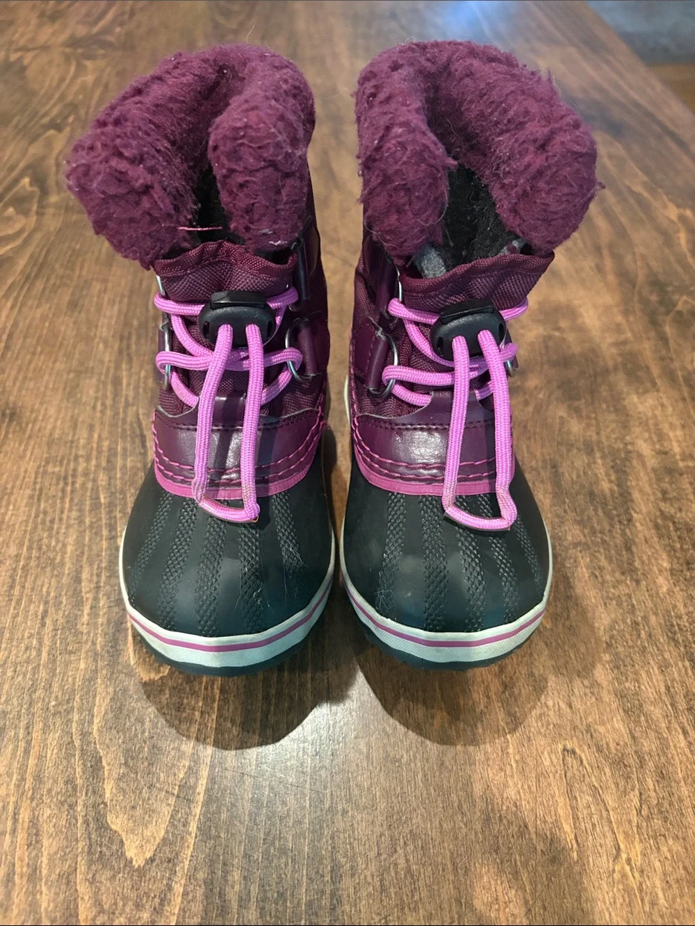 Sorel Kids Waterproof Snow Boots in Purple with Pink Accents